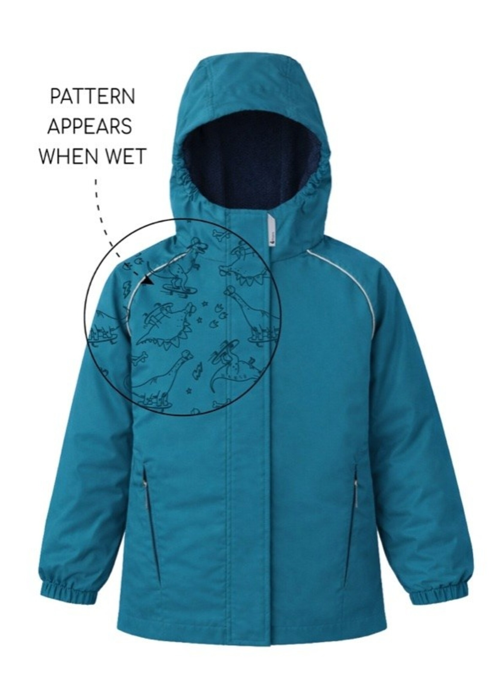 Therm Therm Kids, SplashMagic Storm Jacket || Deep Teal / Dino Skate Crew