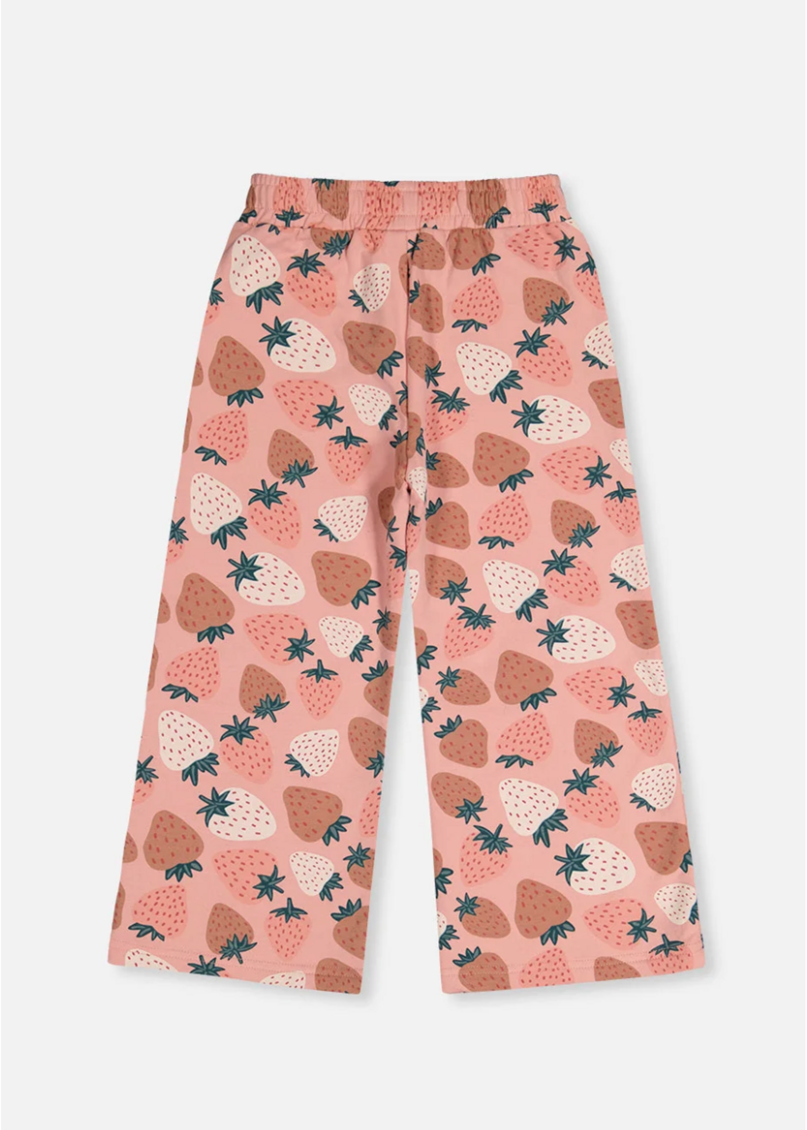 Deux Par Deux Deux Par Deux, Wide Leg Sweatpants || Pink Strawberry Print