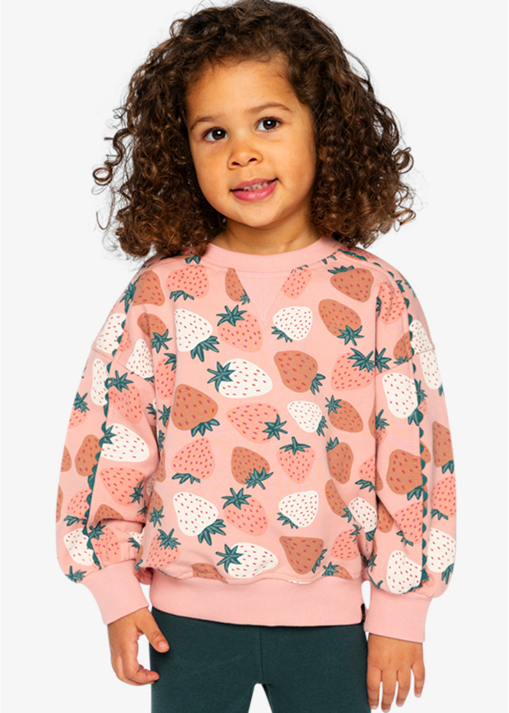 Deux Par Deux Deux Par Deux, Sweatshirt || Pink Strawberry Print