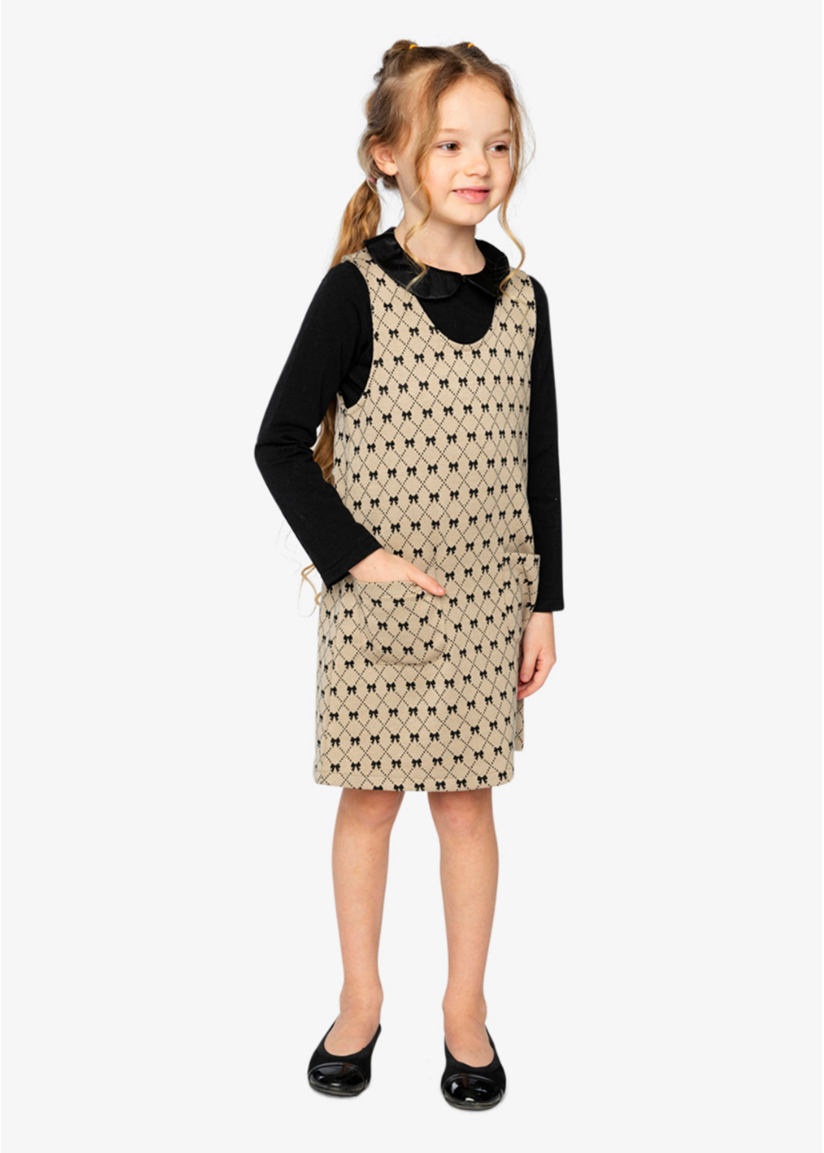 Deux Par Deux Deux Par Deux, Jumper || Beige Bow Tie Print