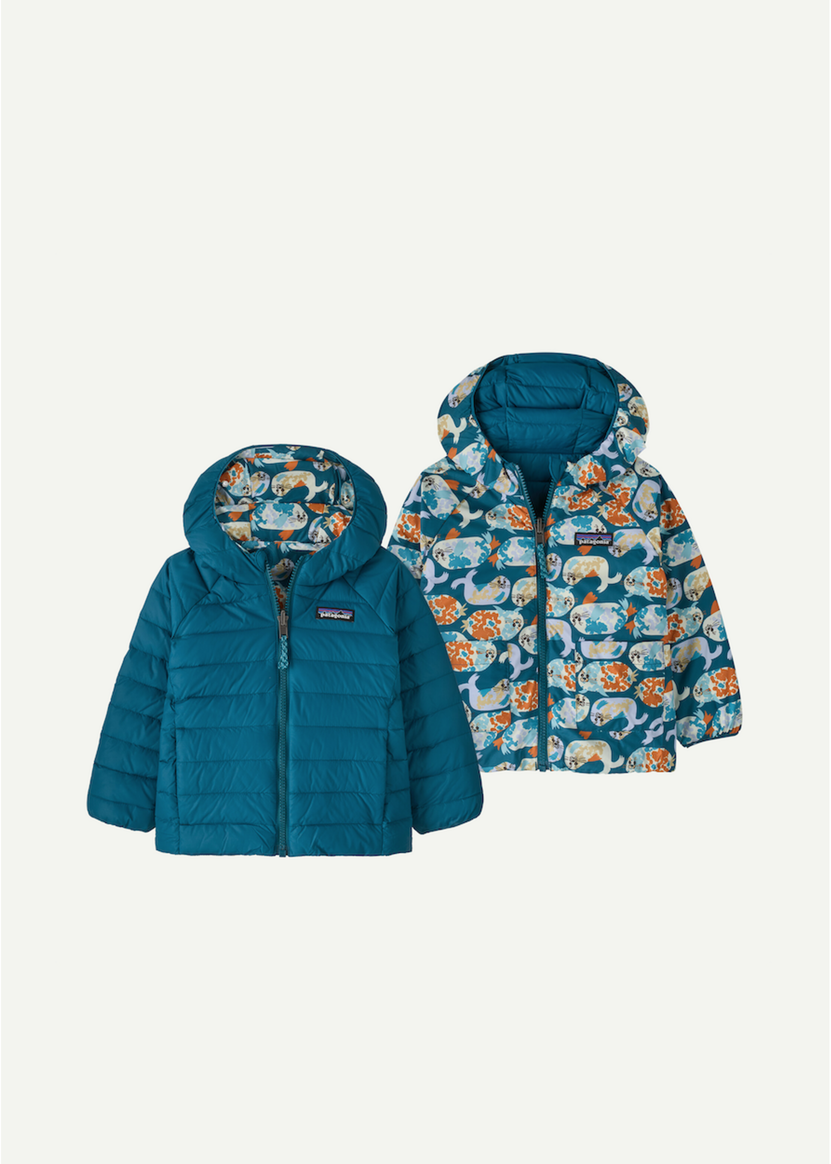 Patagonia Patagonia, Baby Reversible Down Sweater™ Hoody || Blubby: Glacial Blue