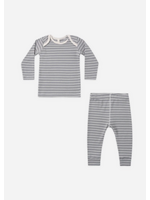 Quincy Mae Quincy Mae, Ribbed Tee + Legging Set || Slate Microstripe