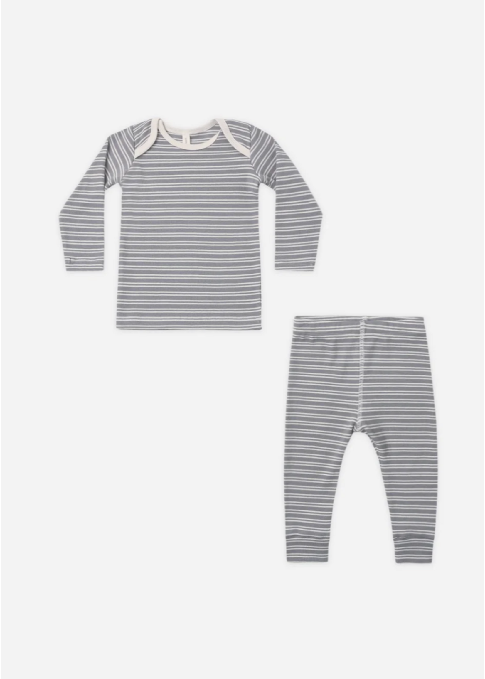 Quincy Mae Quincy Mae, Ribbed Tee + Legging Set || Slate Microstripe