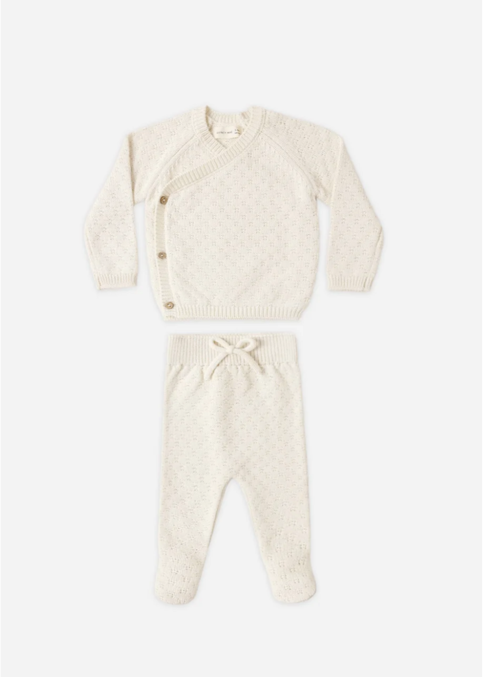 Quincy Mae Quincy Mae, Knit Wrap Top + Pant Set || Natural