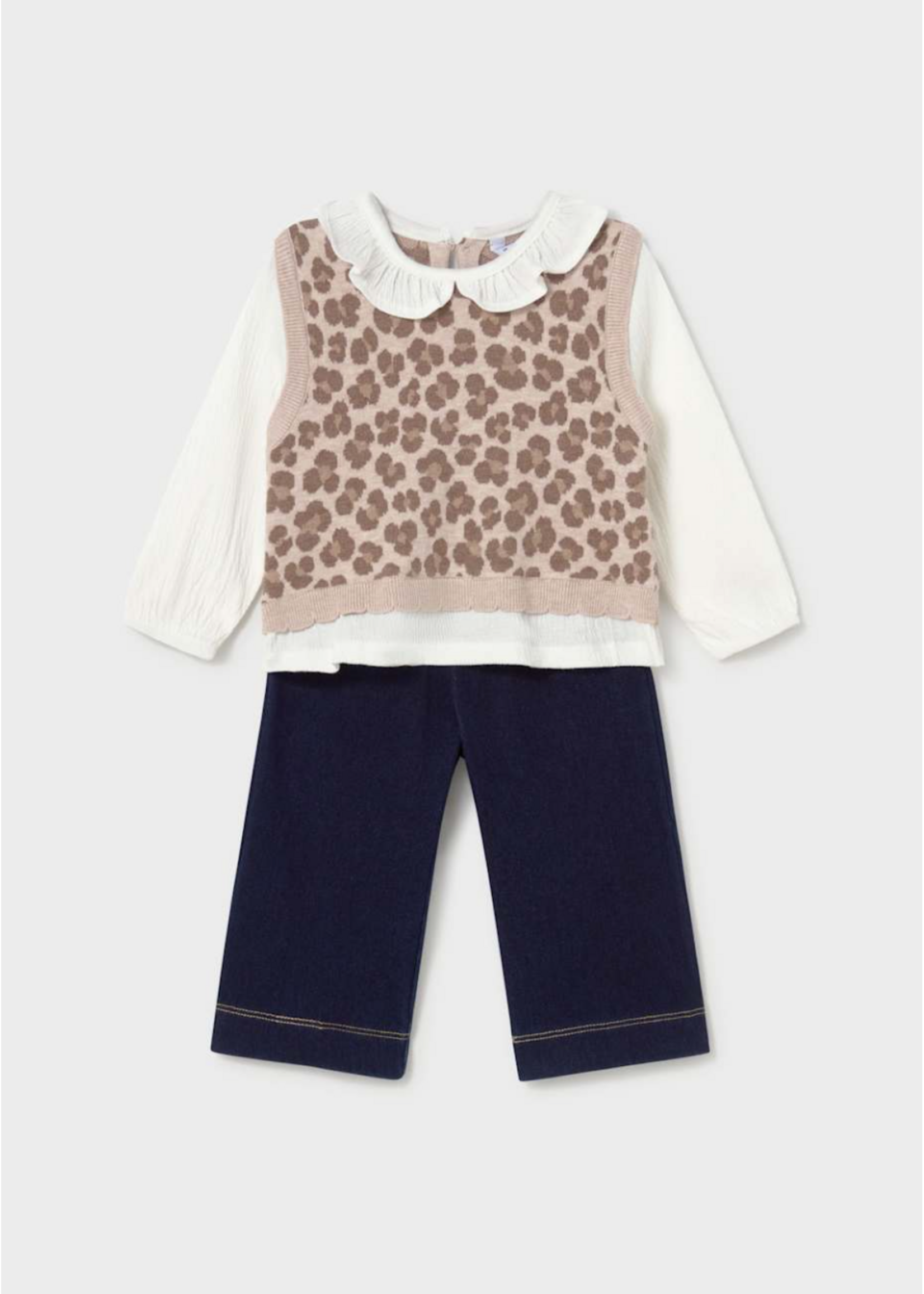Mayoral Mayoral, Baby Pants and Leopard Top Set || Nut
