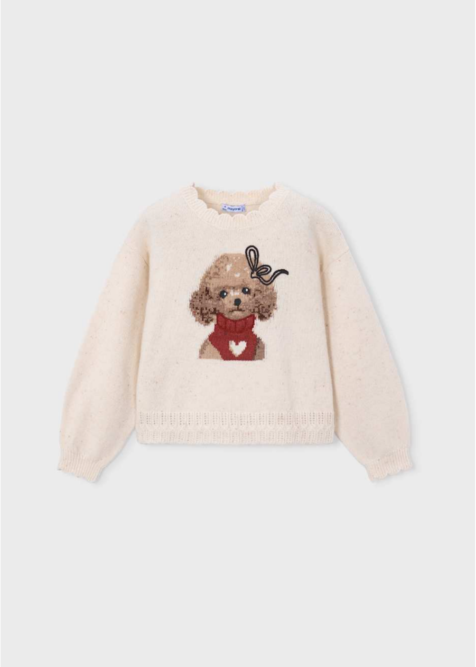 Mayoral Mayoral, Girl Intarsia Sweater || Milk Heather