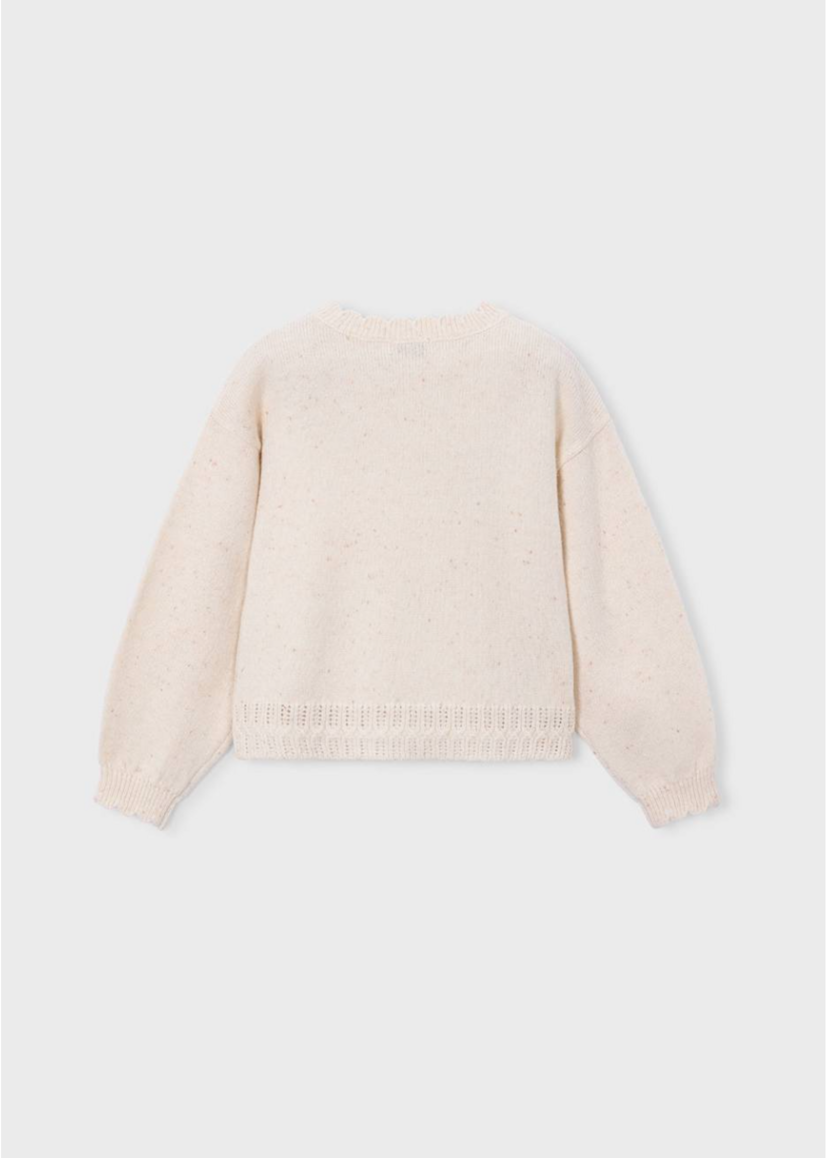 Mayoral Mayoral, Girl Intarsia Sweater || Milk Heather