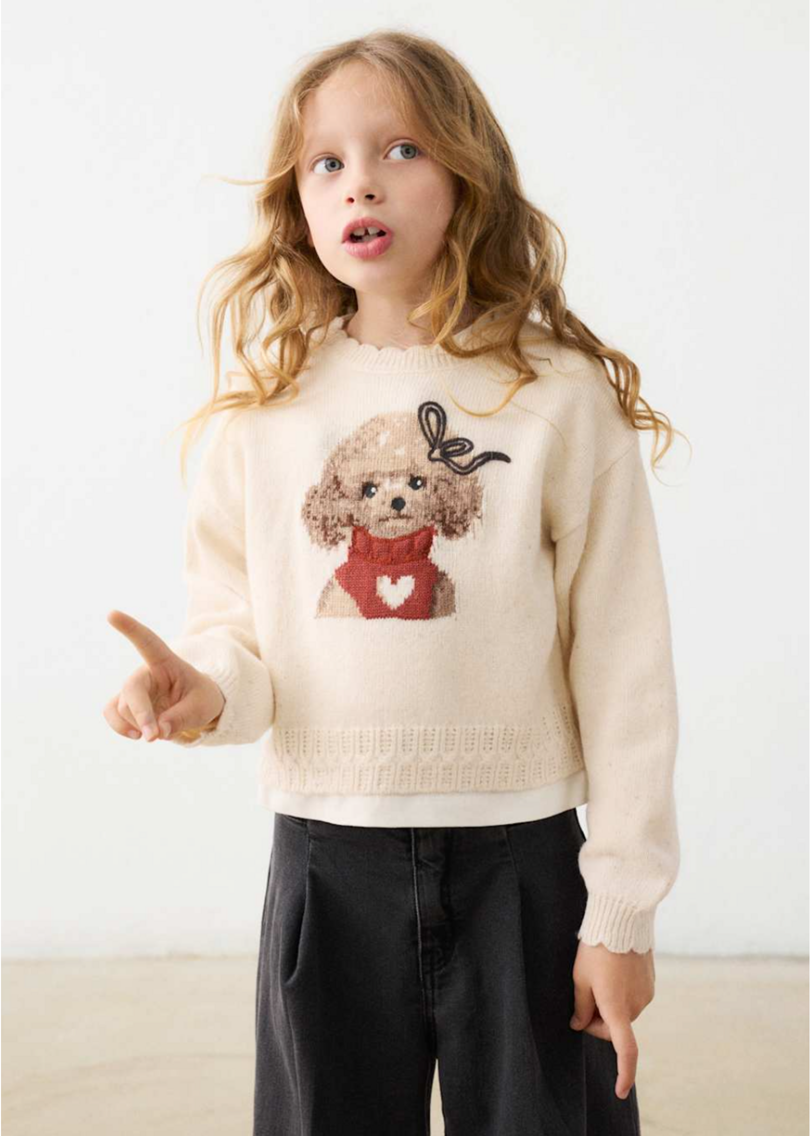 Mayoral Mayoral, Girl Intarsia Sweater || Milk Heather