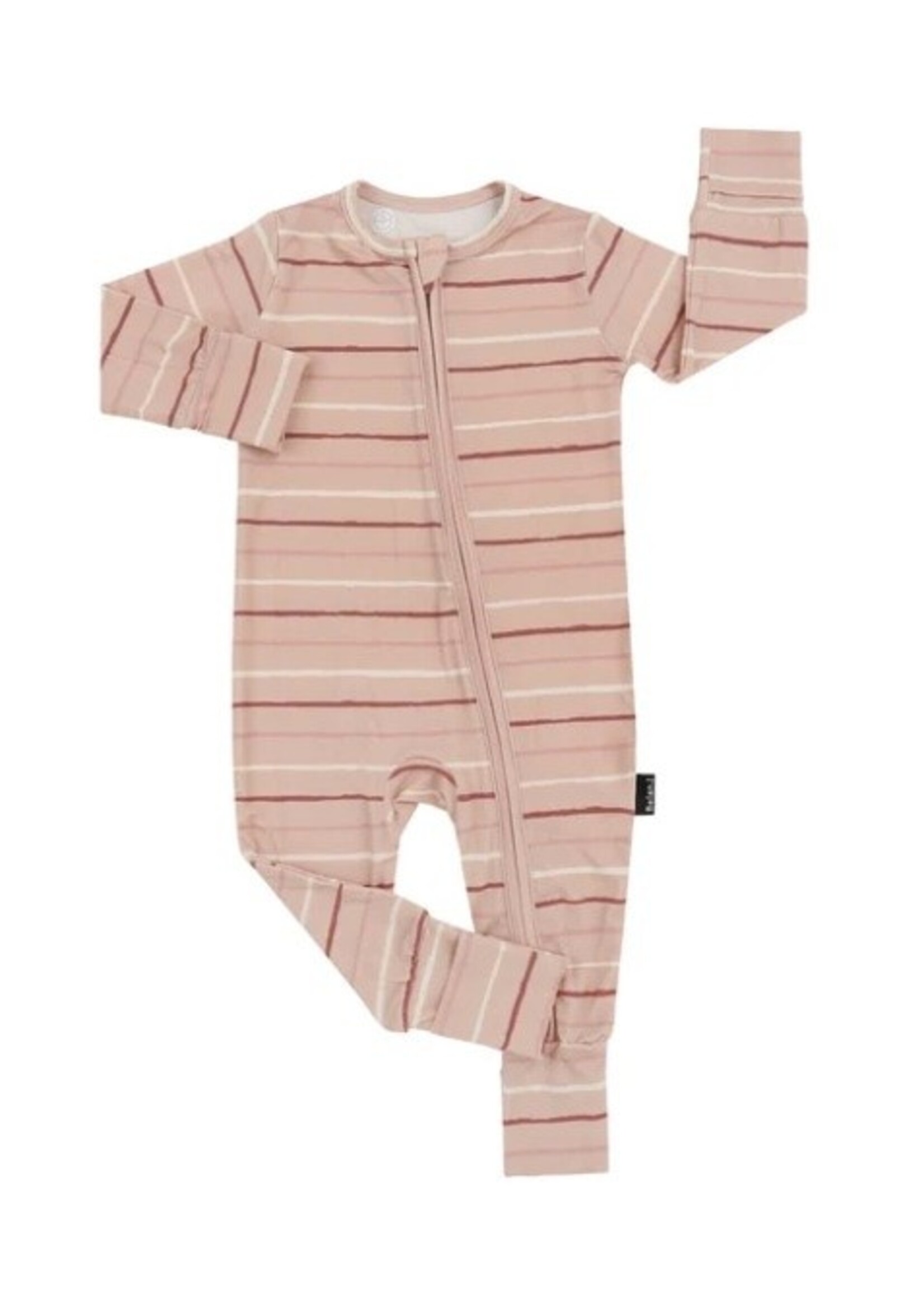 Belan J Belan.J, Footless Zipper Sleeper || Pink Stripes