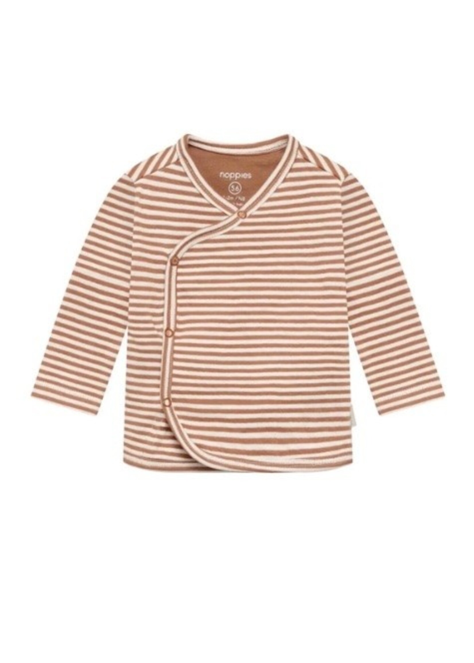 Noppies Kids Noppies Kids, Newborn Stripe Long Sleeve Tee || Mocha Mousse
