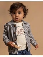 Noppies Kids Noppies Kids, Baby Stripe Button Down Shirt || Black Iris