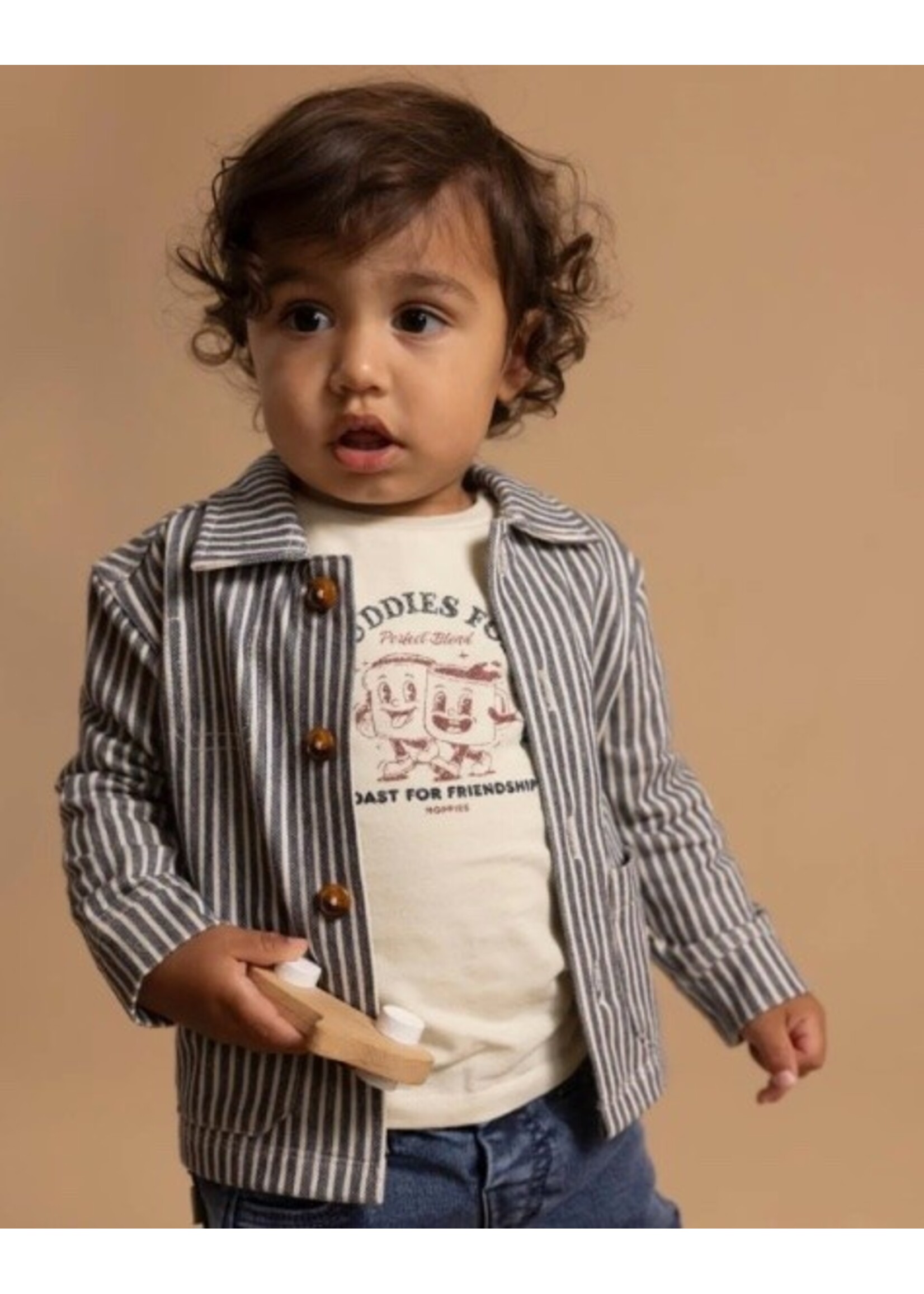 Noppies Kids Noppies Kids, Baby Stripe Button Down Shirt || Black Iris