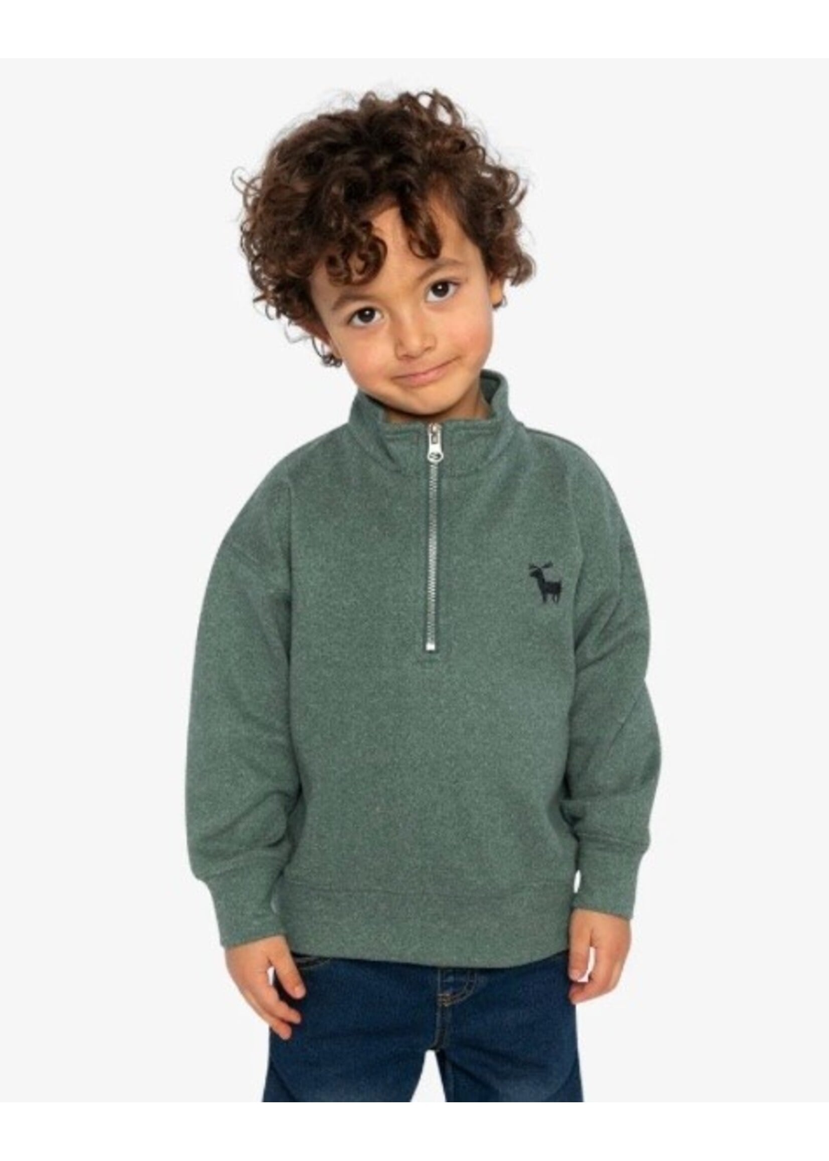 Deux Par Deux Deux Par Deux, Half Zip Mock Neck Sweater || Dark Green
