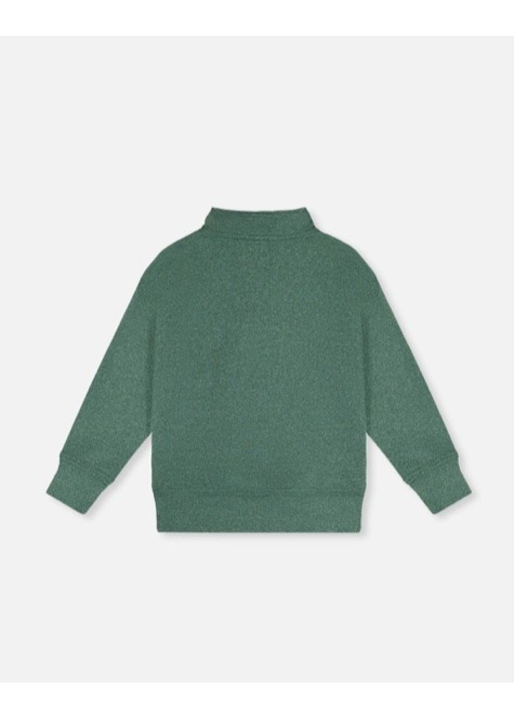 Deux Par Deux Deux Par Deux, Half Zip Mock Neck Sweater || Dark Green