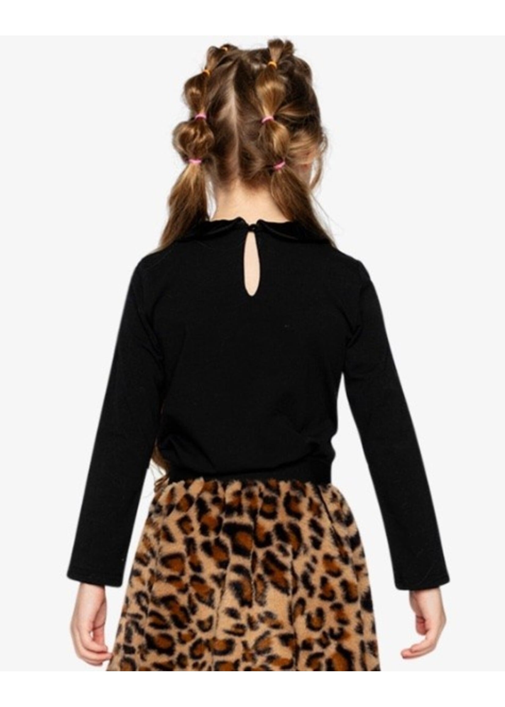 Deux Par Deux Deux Par Deux, Organic Cotton T-Shirt With Peter Pan Collar || Black