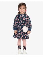 Deux Par Deux Deux Par Deux, French Terry Tulip Print Dress || Blue