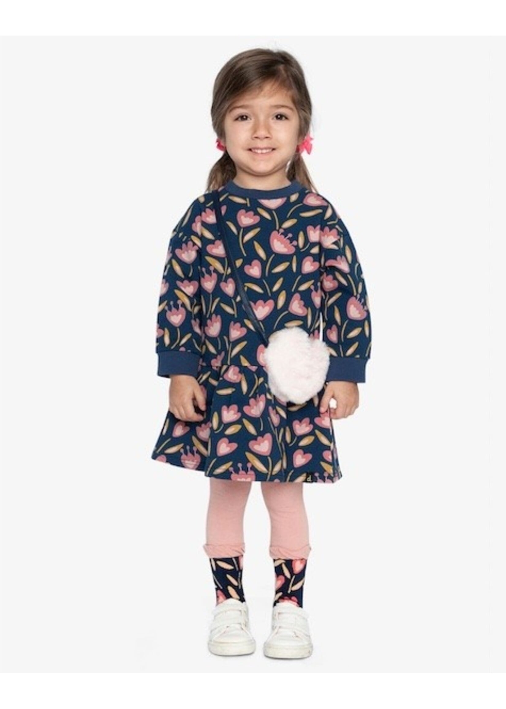 Deux Par Deux Deux Par Deux, French Terry Tulip Print Dress || Blue