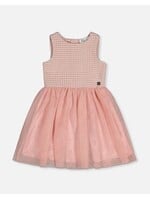 Deux Par Deux Deux Par Deux, Bi-Material Sleeveless Dress || Pink Houndstooth