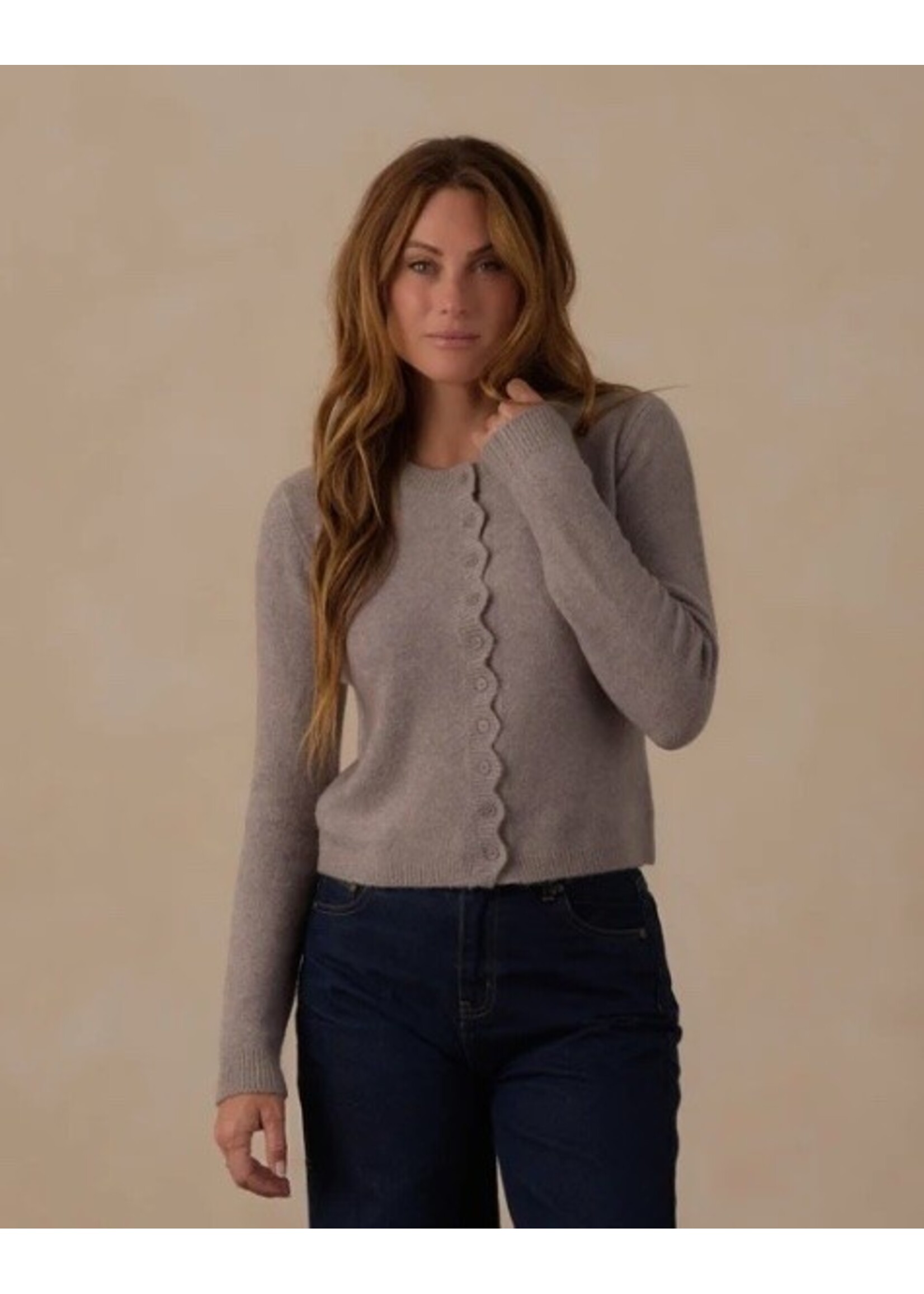 Rylee + Cru Rylee + Cru, Women's Scallop Cardigan Dusty Blue