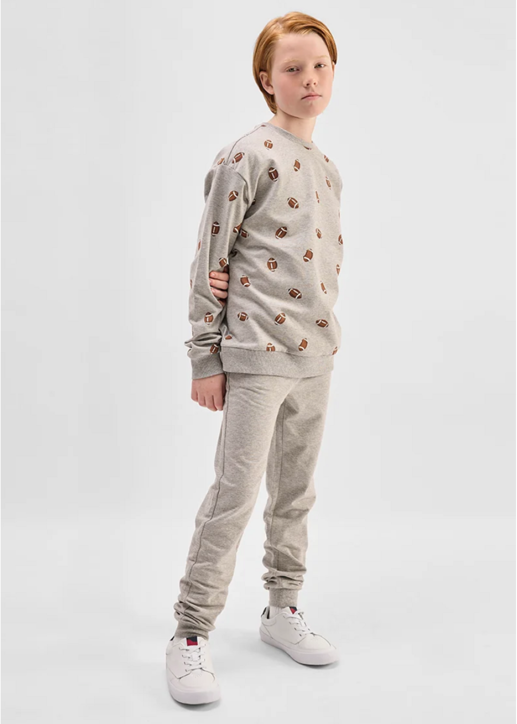 Miles the Label Miles the Label, Football Print Sweatshirt and Pant Set|| Grey Mix