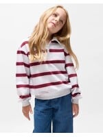 Miles the Label Miles the Label, Stripe Collared Quarter Zip Pull-Over || Maroon and Bubblegum Yarn-Dyed