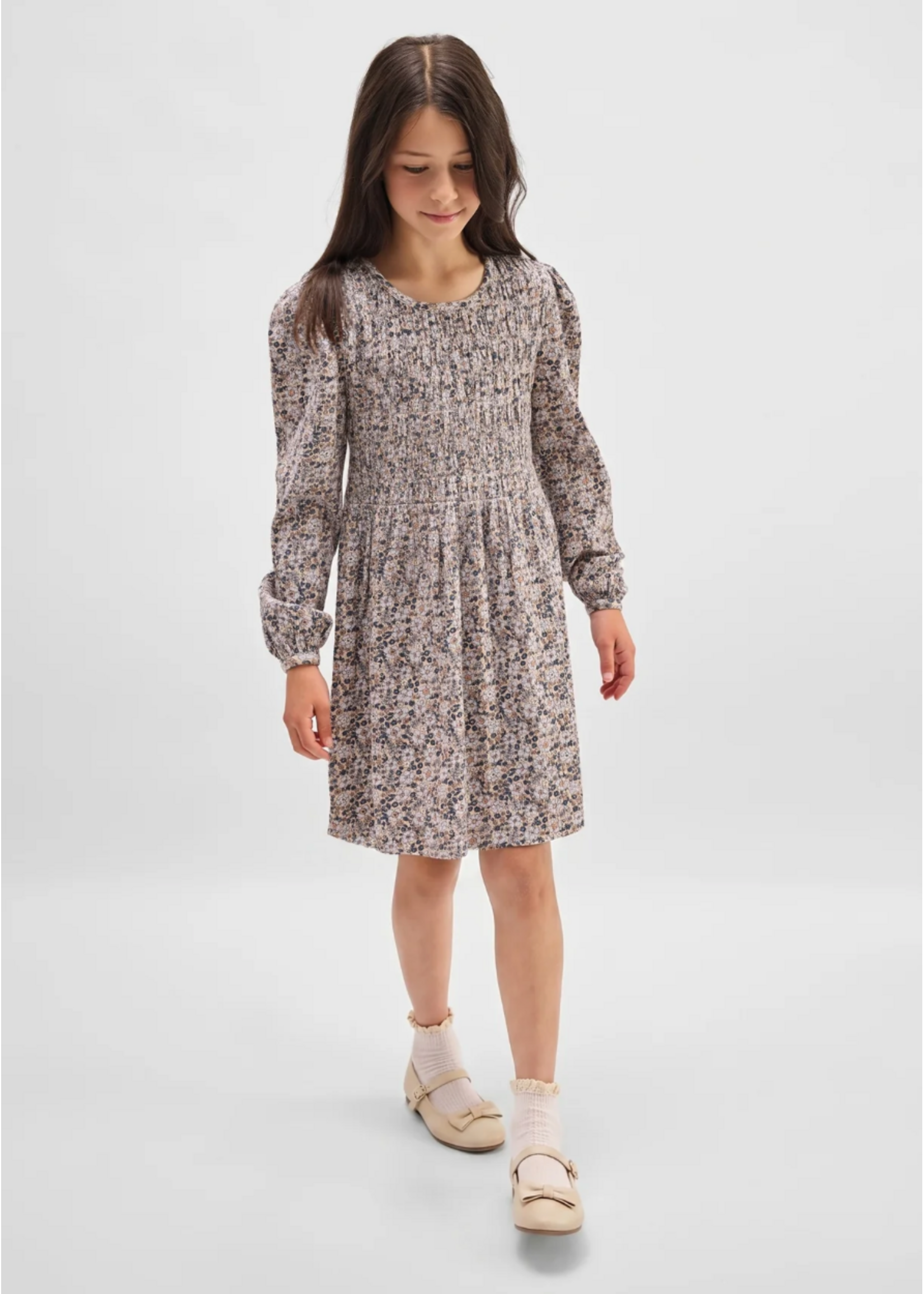 Miles the Label Miles the Label Vintage Flowers Print Jersey Dress || Almond