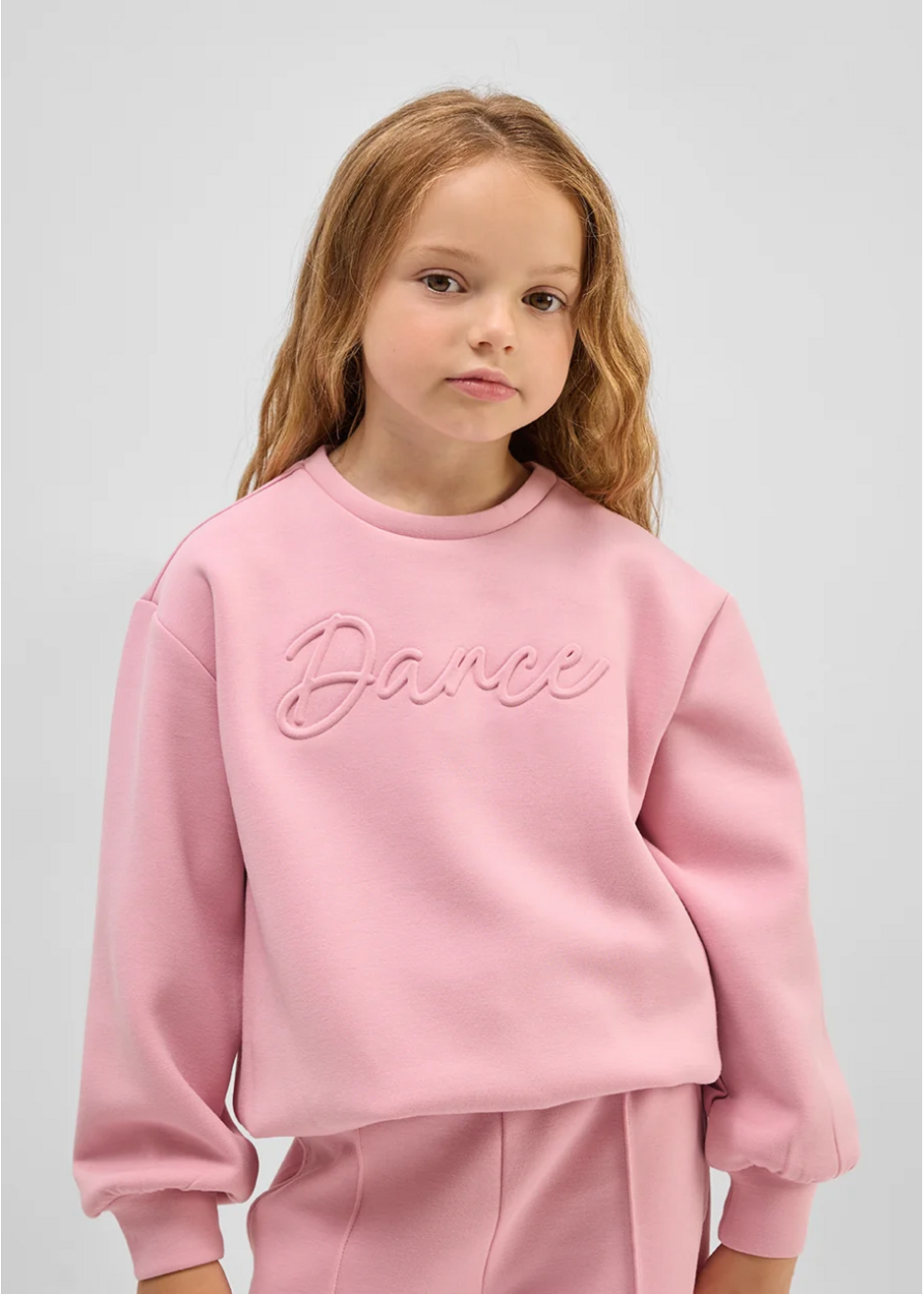 Miles the Label Miles the Label, Dance Embossed  Scuba Knit Sweatshirt || Bubblegum