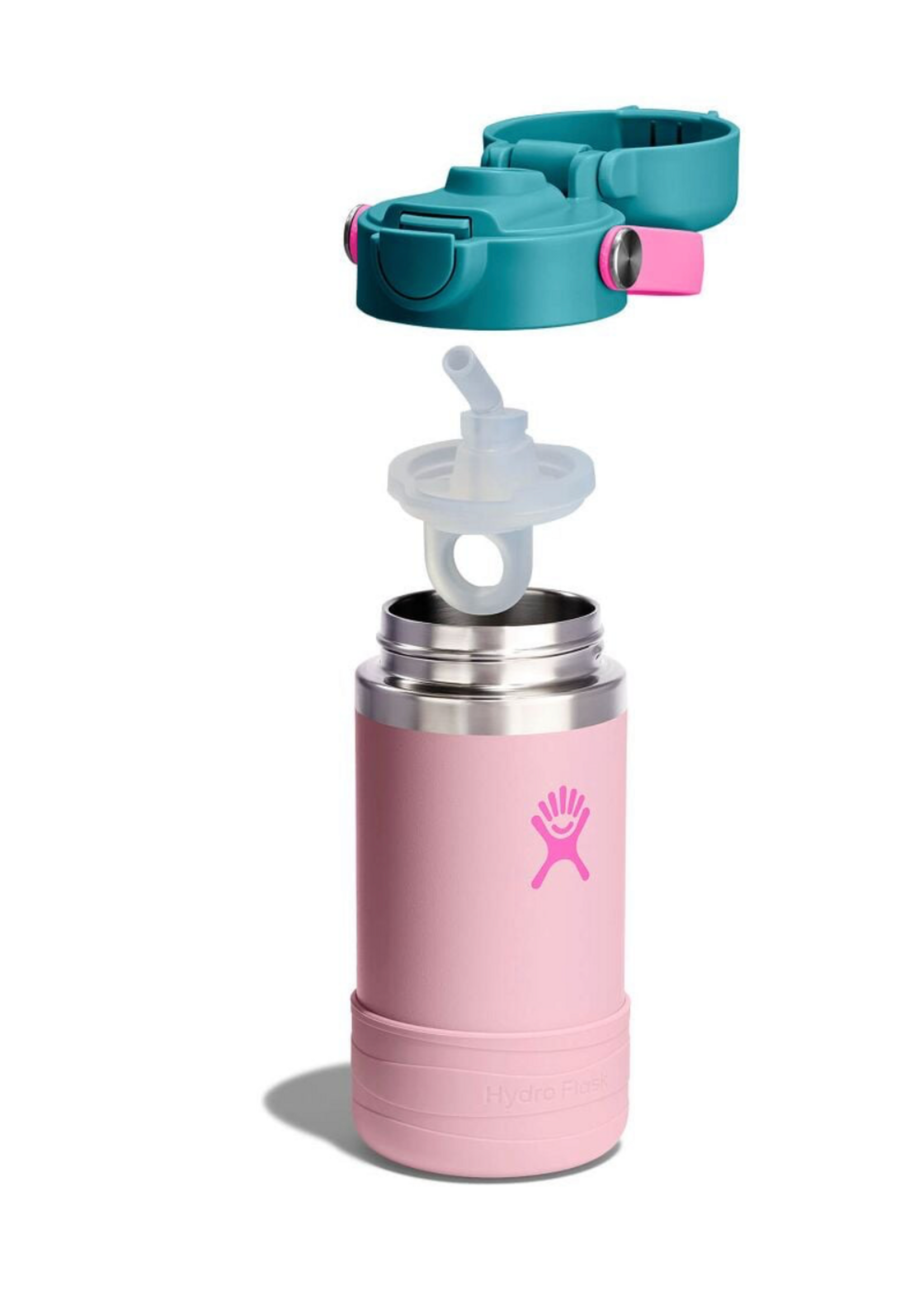 Hydro Flask Hydro Flask, Kids 12oz Wide Soft Straw  Covered Cap and Boot || Close Pink