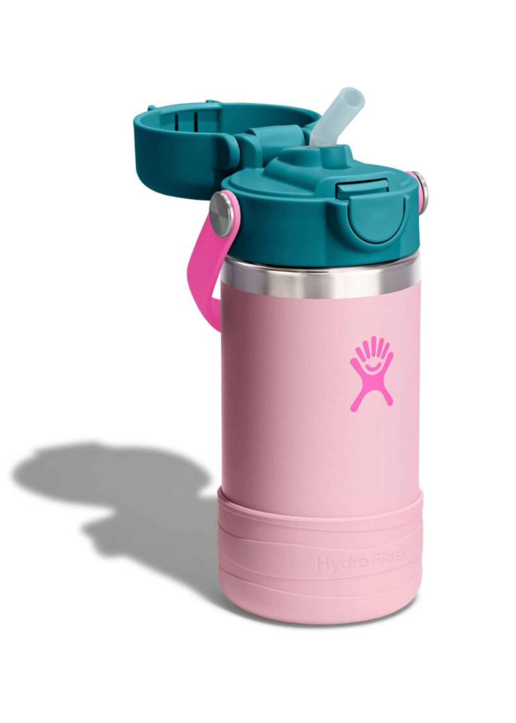 Hydro Flask Hydro Flask, Kids 12oz Wide Soft Straw  Covered Cap and Boot || Close Pink