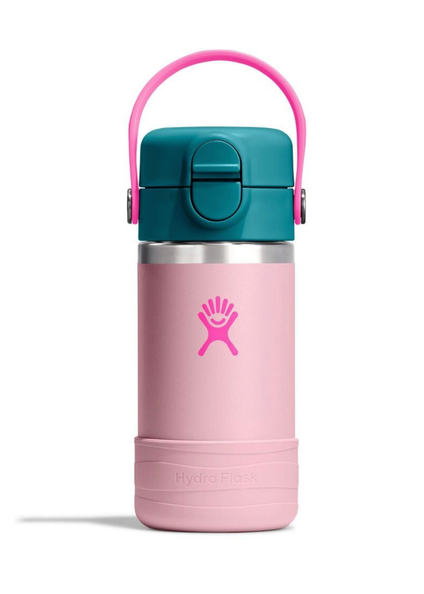Hydro Flask Hydro Flask, Kids 12oz Wide Soft Straw  Covered Cap and Boot || Close Pink