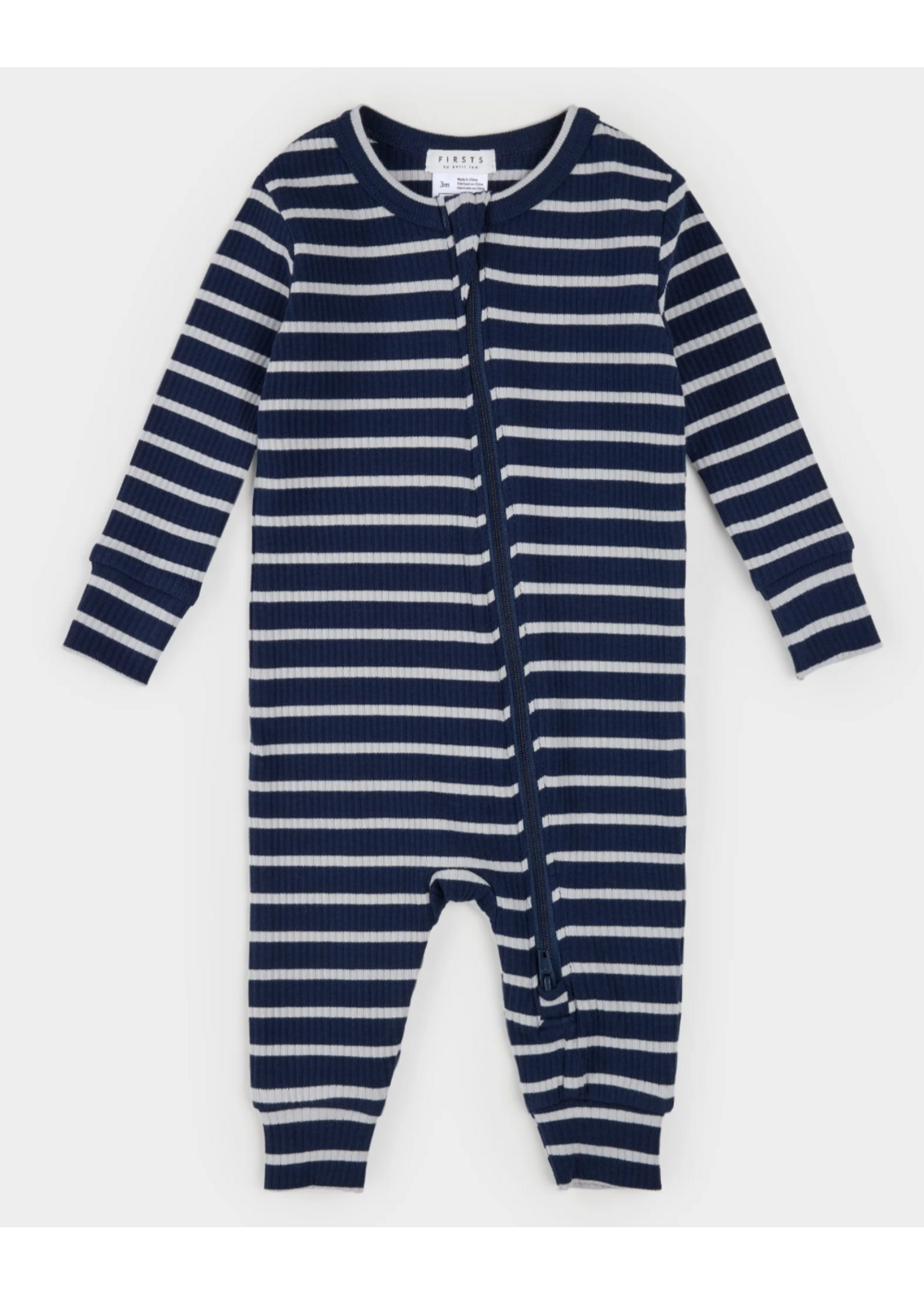 Petit Lem Petit Lem, Striped Modal Rib Sleeper || Indigo