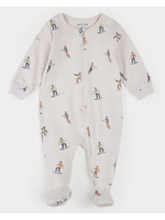 Petit Lem Petit Lem, Slope Stars Print Footed Sleeper || Crème