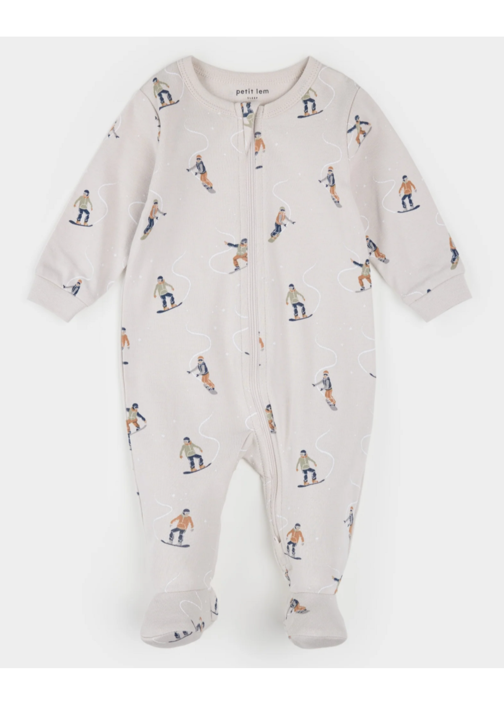 Petit Lem Petit Lem, Slope Stars Print Footed Sleeper || Crème