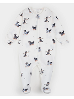Petit Lem Petit Lem, Rink Rover Print Luna Knit Footed Sleeper || Off-White