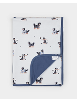 Petit Lem Petit Lem, Rink Rover Print  LunaKnit Jersey Blanket || Off White
