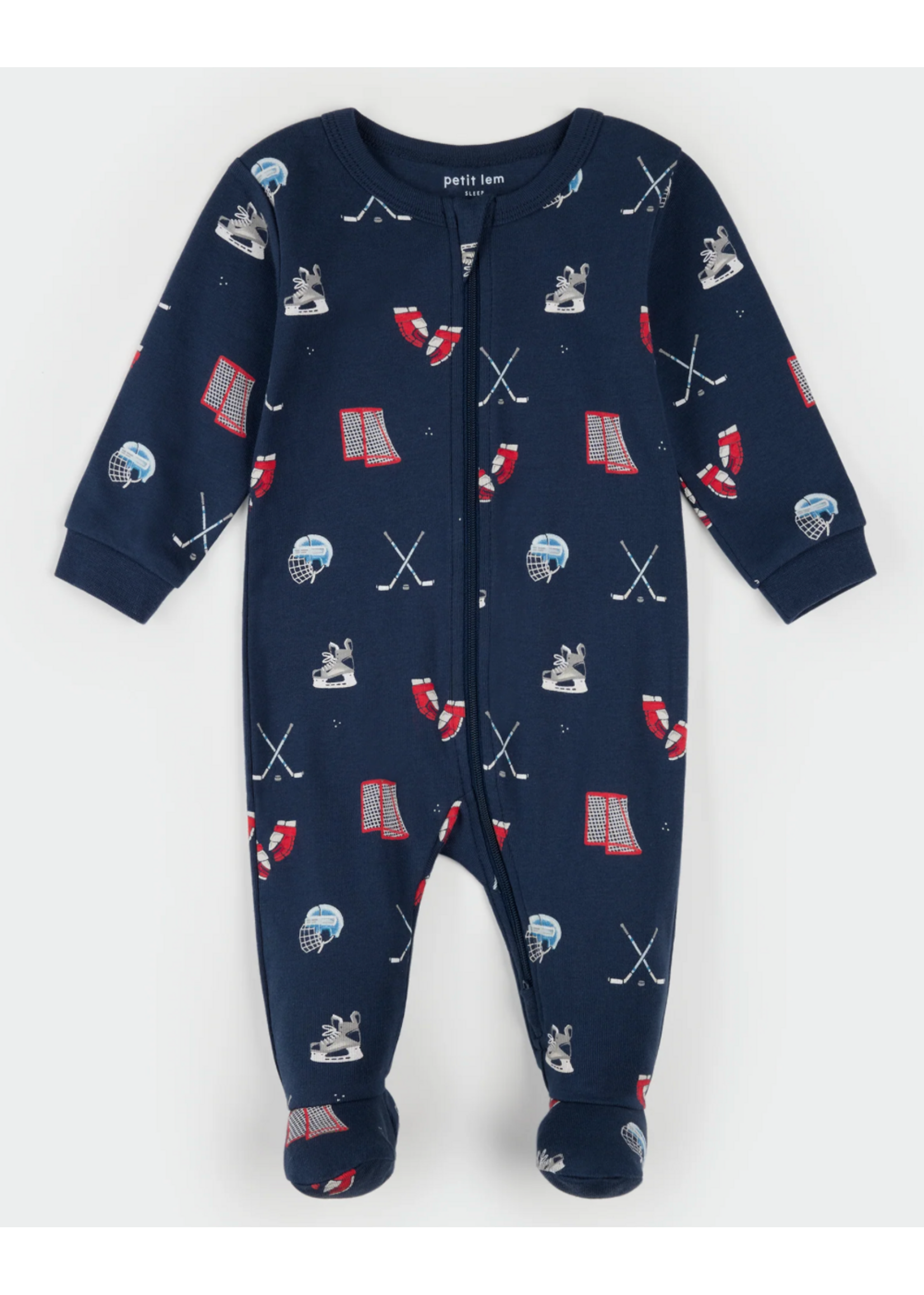 Petit Lem Petit Lem, Goal Getters Print Footed Sleeper || Dress Blue