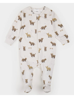 Petit Lem Petit Lem Highland Cow Print Luna Knit Footed Sleeper || Creme