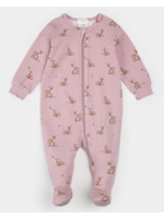 Petit Lem Petit Lem  Fall Fawn Print Luna Knit Footed Sleeper || Twilight Pink
