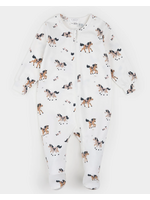 Petit Lem Petit Lem Pony Print Luna Knit Footed Sleeper || Off-White