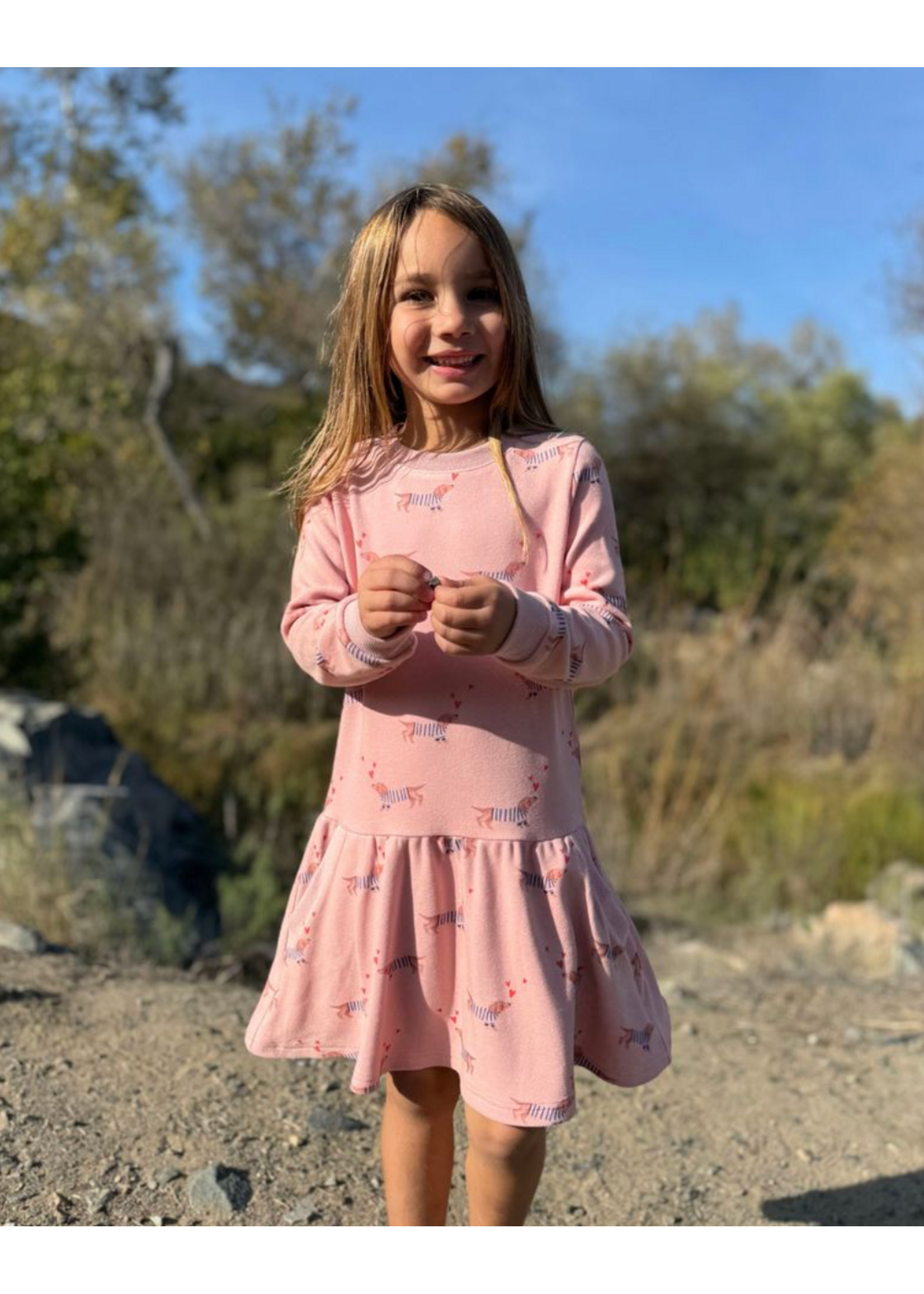 Vignette Vignette, Lara Puppy Love Print Dress || Pink