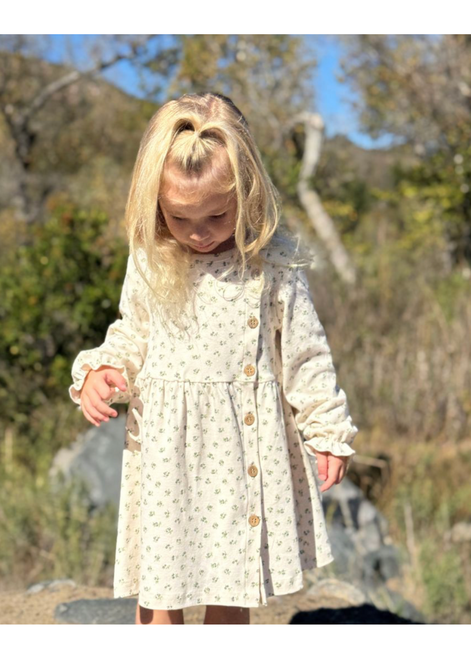 Vignette Vignette, Charlotte Acorns Print Dress || Ivory