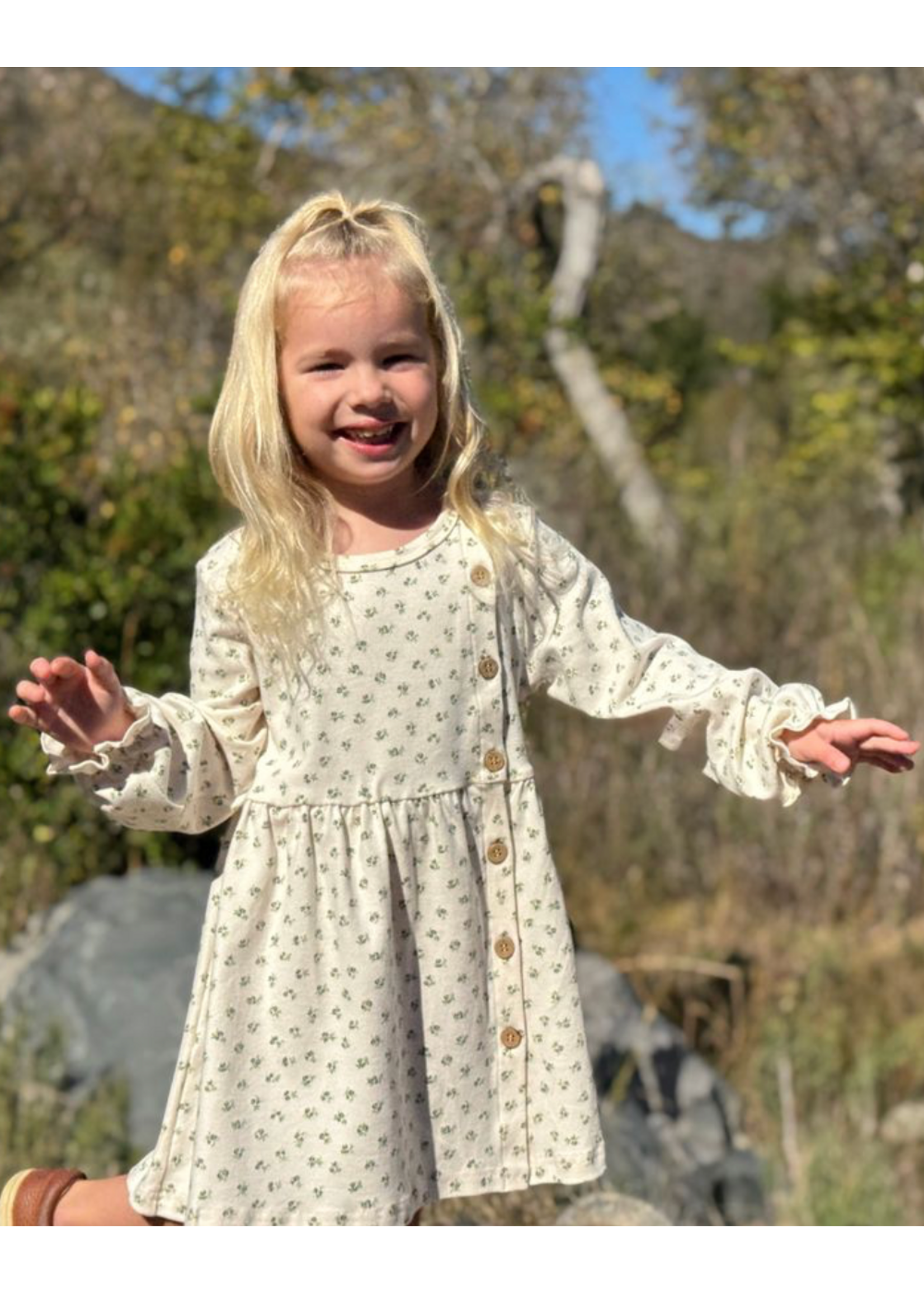 Vignette Vignette, Charlotte Acorns Print Dress || Ivory