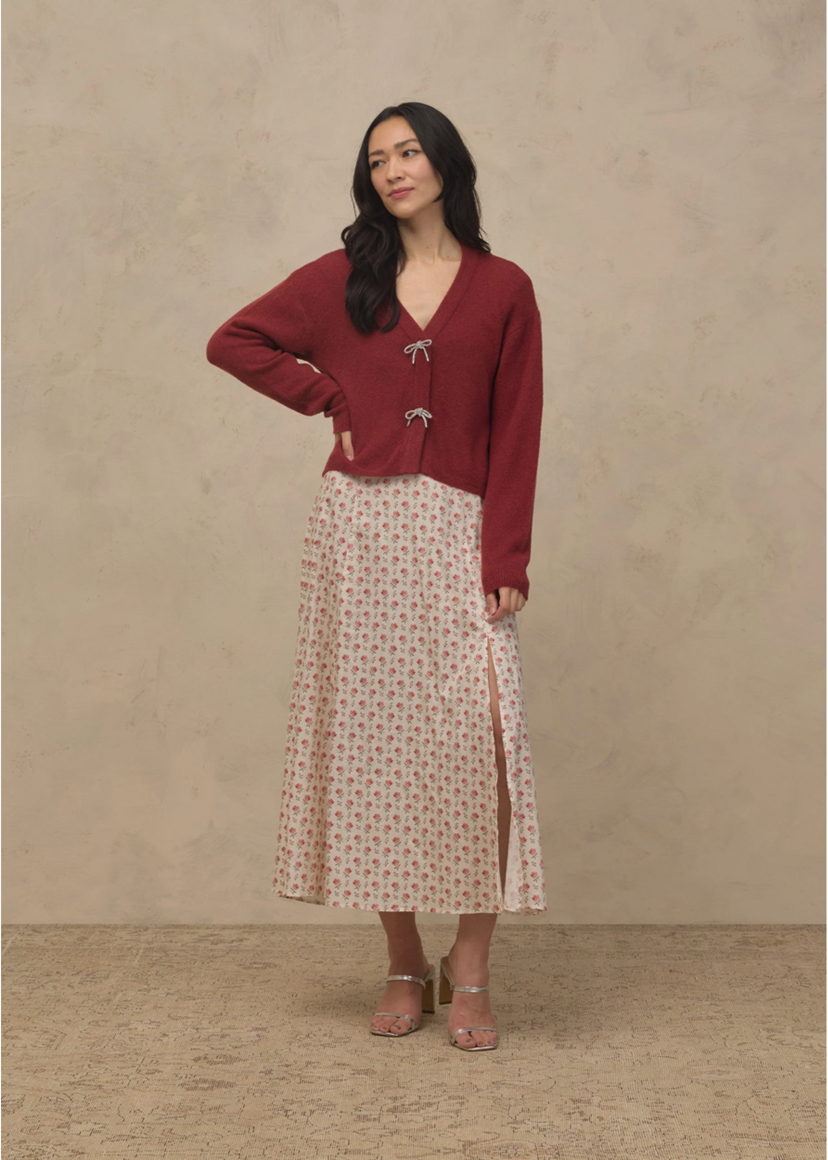 Noralee Noralee, Womens' Bow Cardigan || Ruby