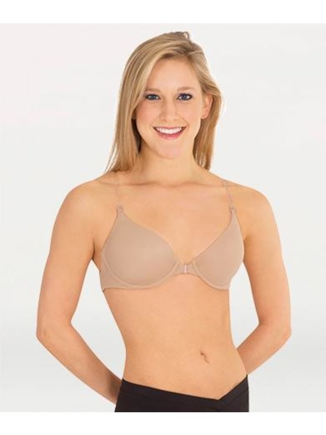 Adult dance bra So Danca UG-204, with nude and clear adjustable straps -  Orya par Virevolte