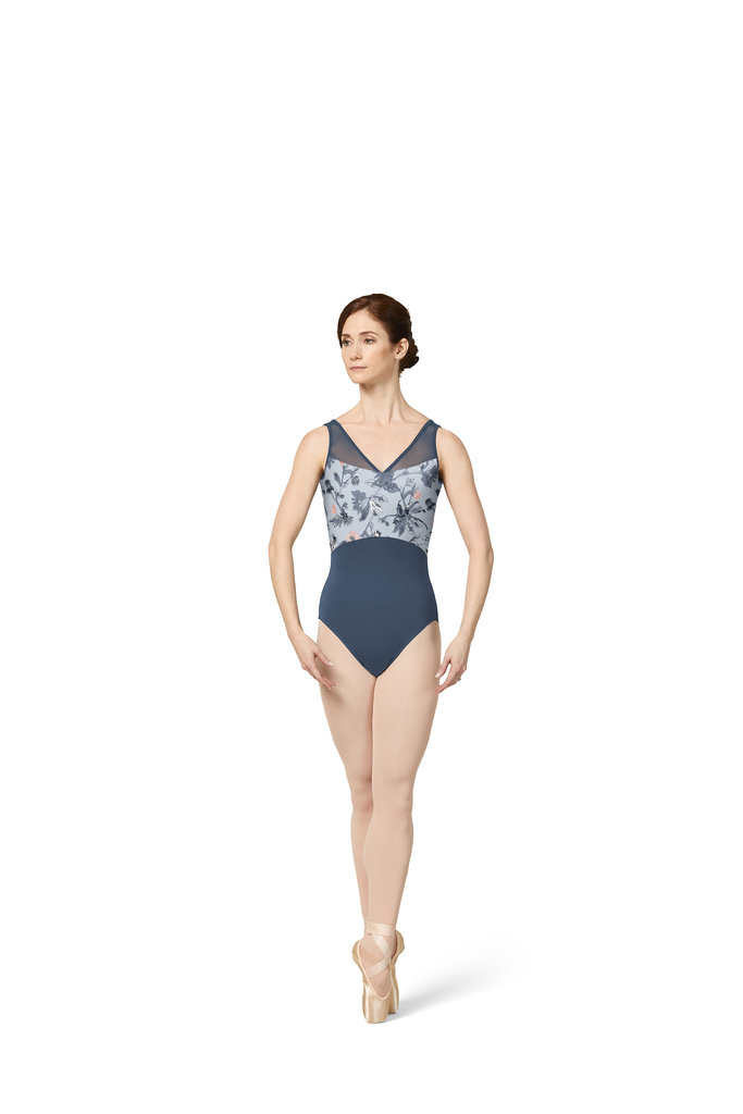 Bloch Mirella V Neck Printed Low Back Leotard- M3089LM