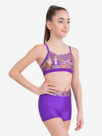 Kids Neon Dance Rhinestud Sports Bra