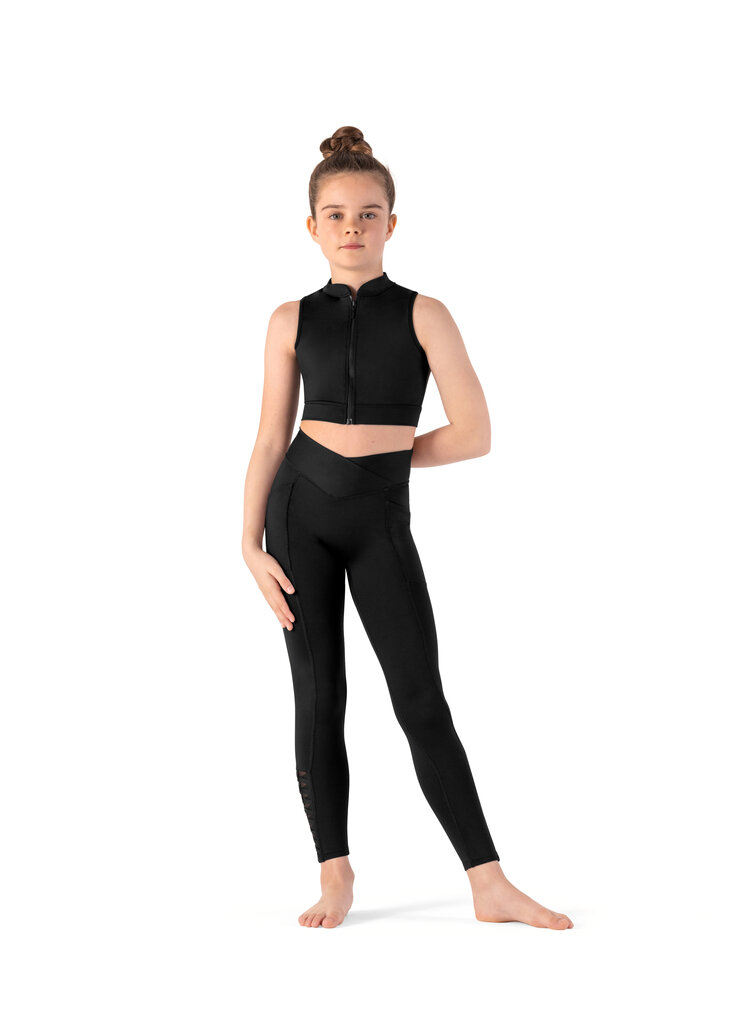 Bloch Bloch Twist Mock Neck Zip Crop Top- CZ8465