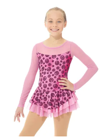 Mondor Mondor Child Sparkle Dot Mesh Sleeve Skating Dress