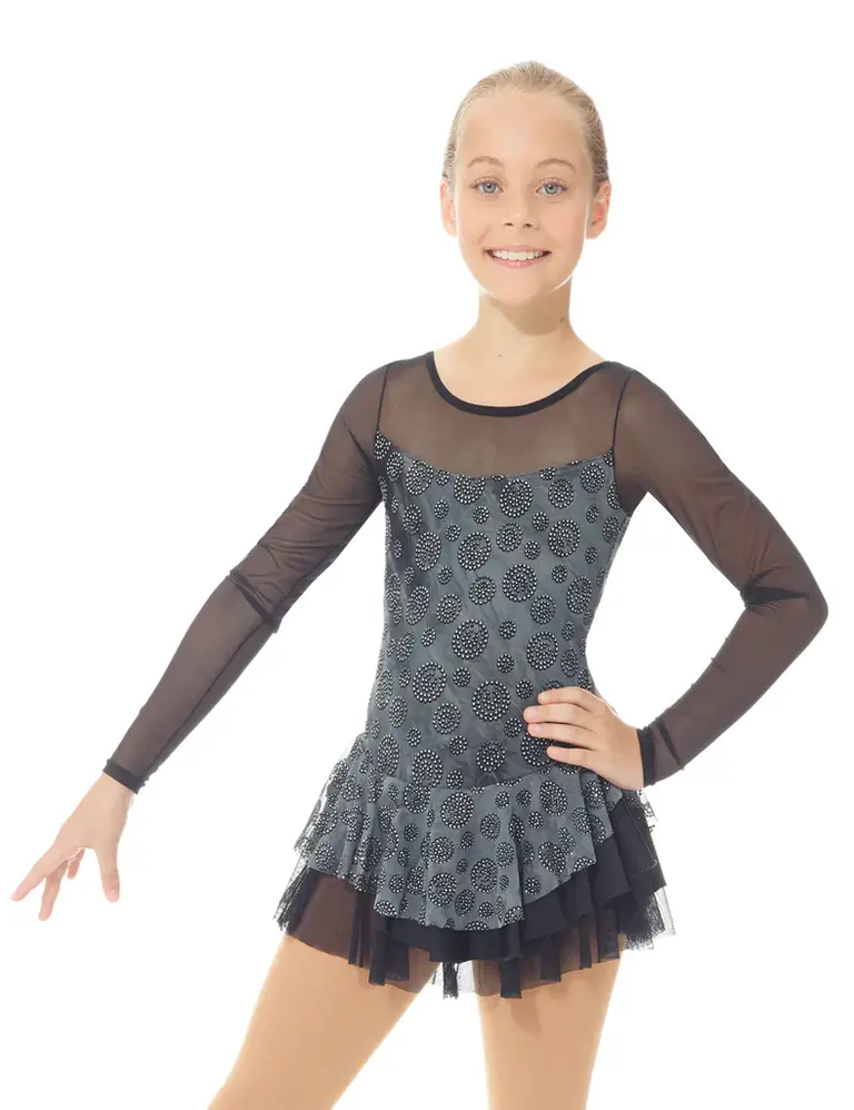 Mondor Mondor Child Sparkle Dot Mesh Sleeve Skating Dress- 669