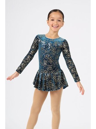 Mondor Mondor Child Long Sleeve Glitter Velvet Skate Dress